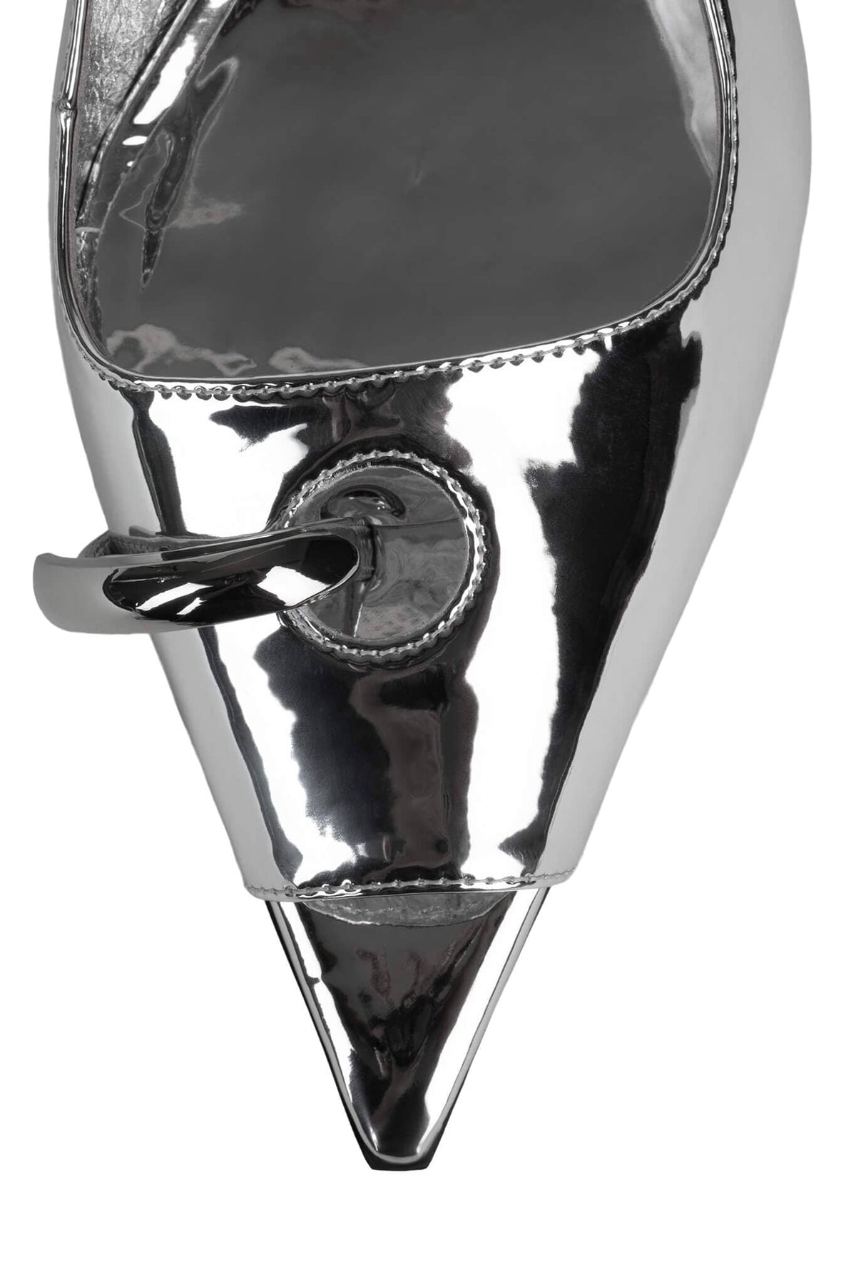 CIRQUES Jeffrey Campbell Slingback Kitten Heels Silver Patent Silver