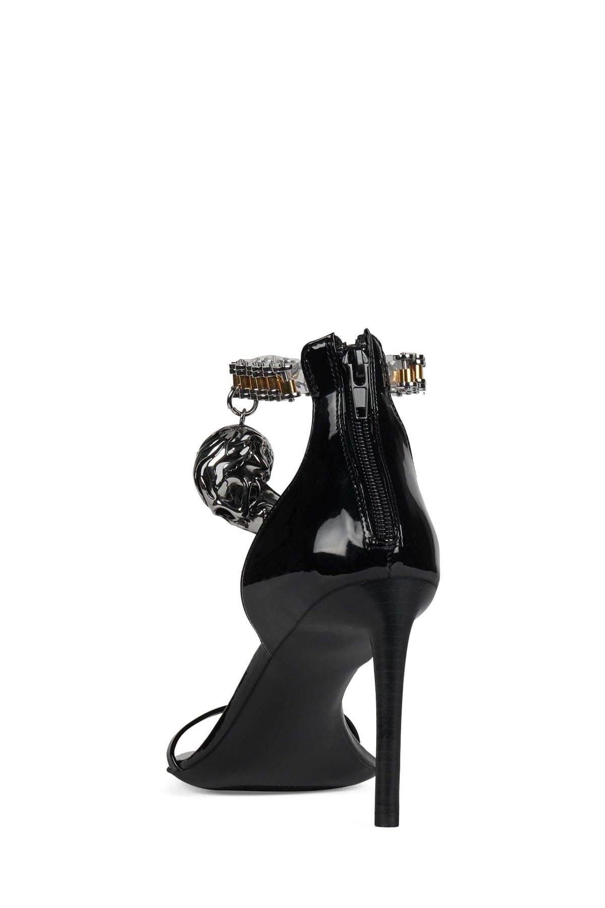5-STONE Jeffrey Campbell Heeled Sandal Black Patent Silver