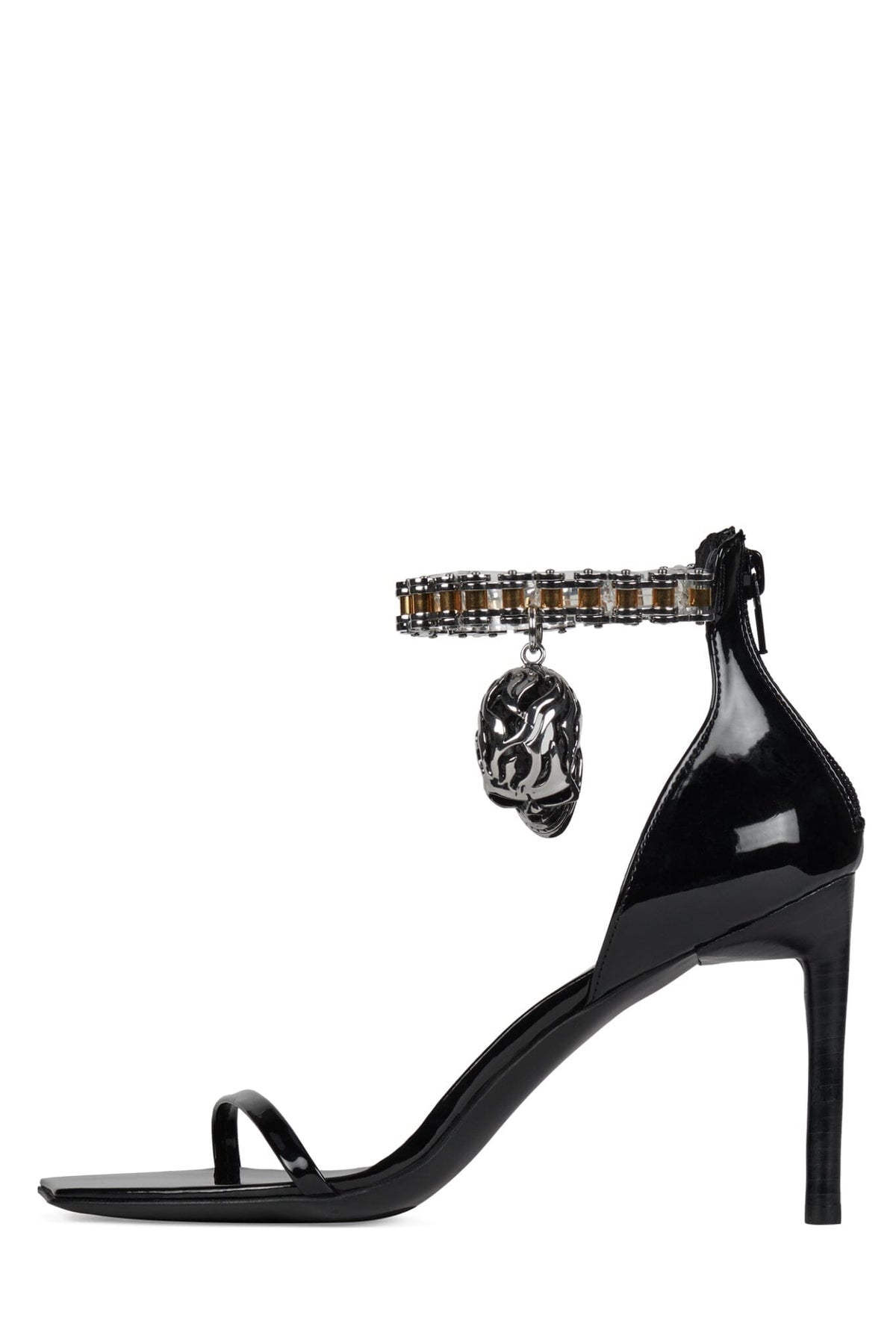 5-STONE Jeffrey Campbell Heeled Sandal Black Patent Silver