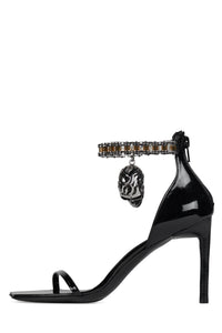 5-STONE Jeffrey Campbell Heeled Sandal Black Patent Silver