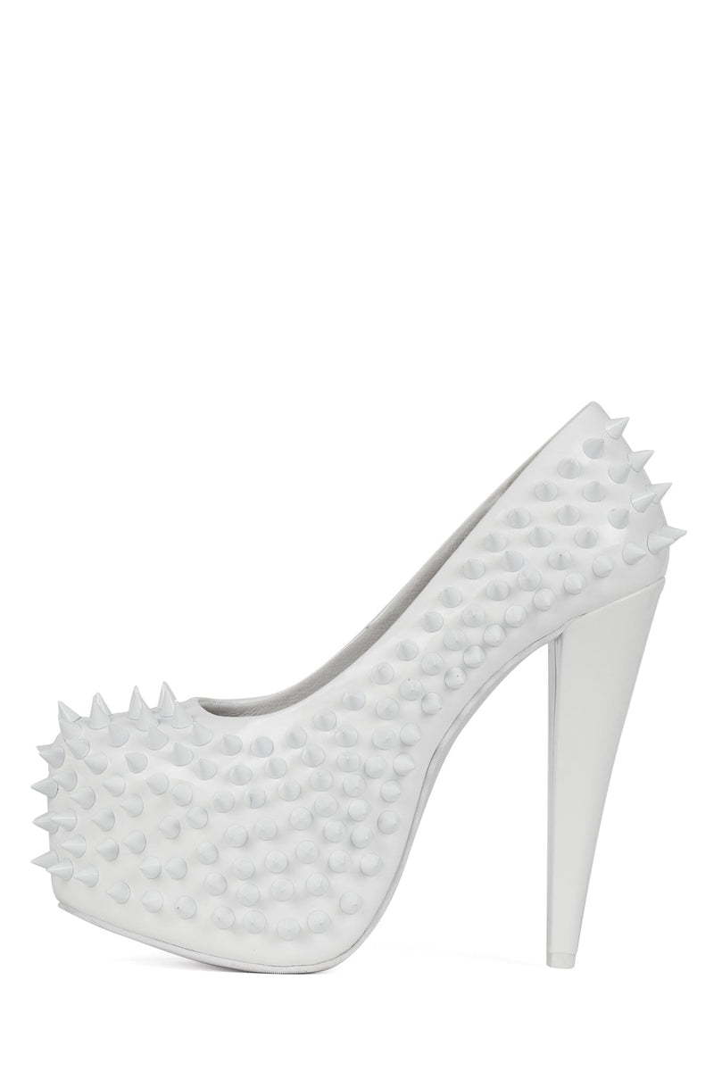 PRICKED Jeffrey Campbell Platform Pump White Patent