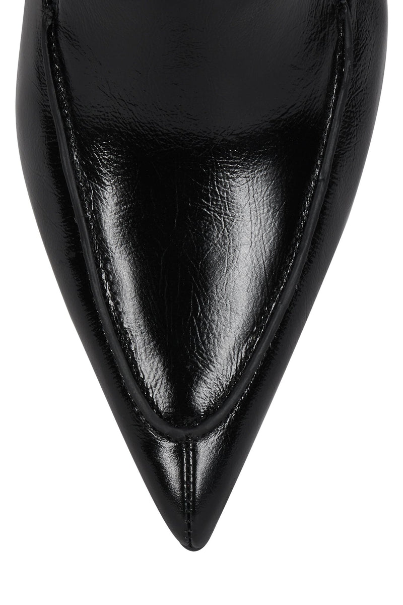ACCLAIMED Jeffrey Campbell Slingback Heeled Loafer Black Crinkle