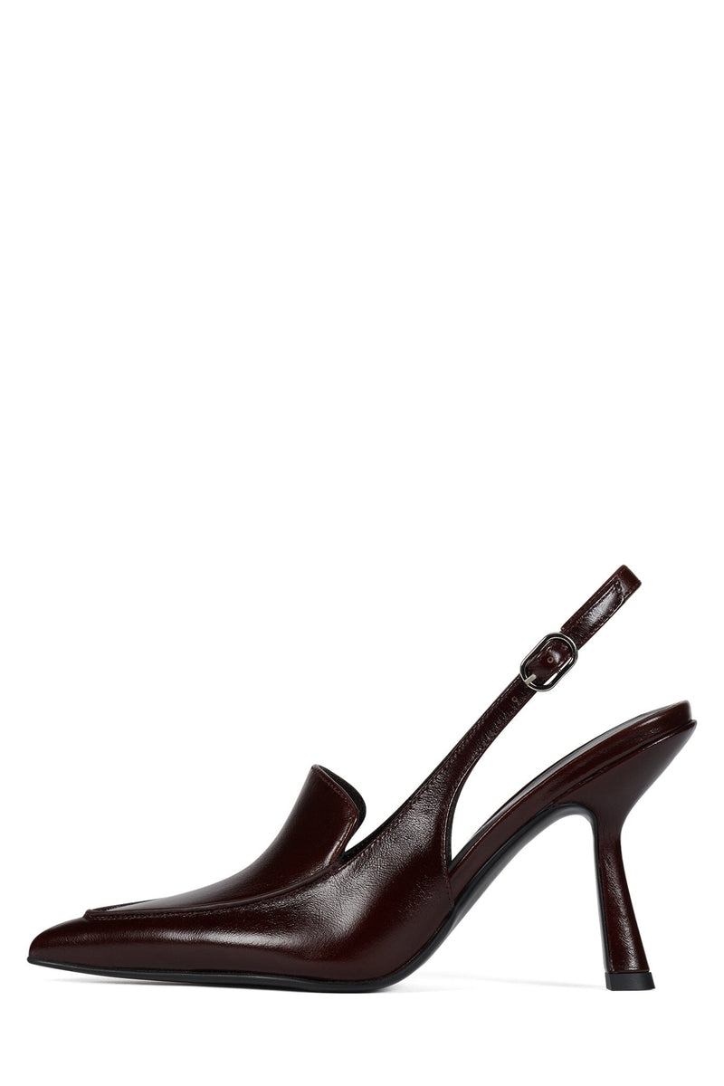 ACCLAIMED Jeffrey Campbell Slingback Heeled Loafer Brown Crinkle