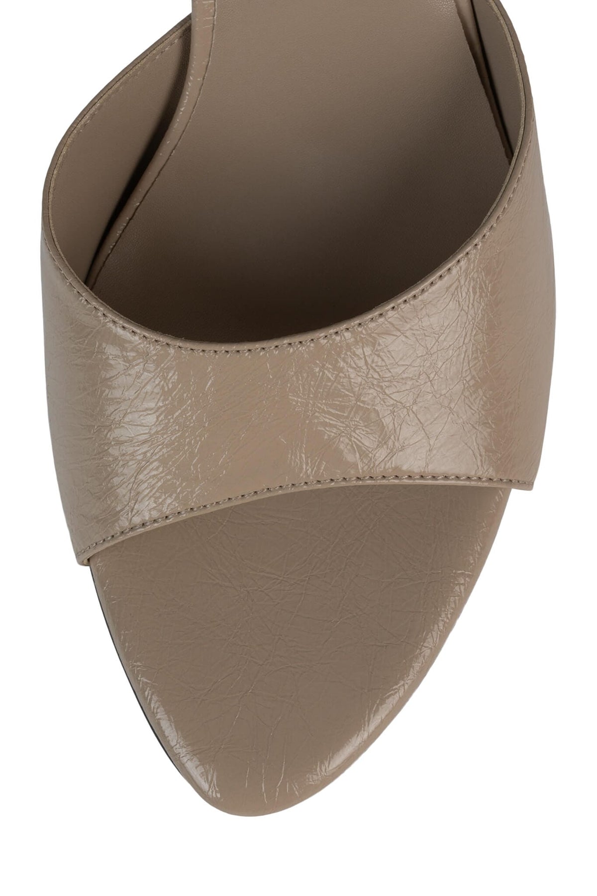 AGENT Jeffrey Campbell Heeled Sandal Beige Crinkle Patent