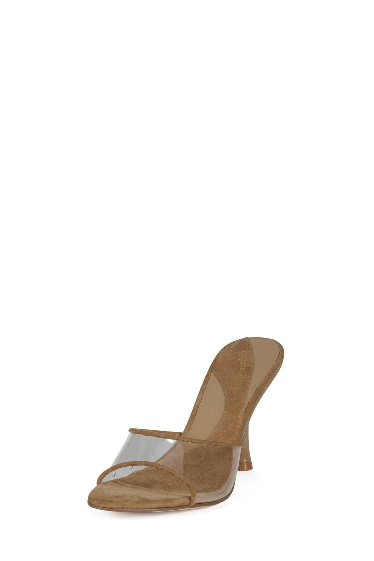 AGENT-V Heeled Sandal Beige Suede Clear _hover