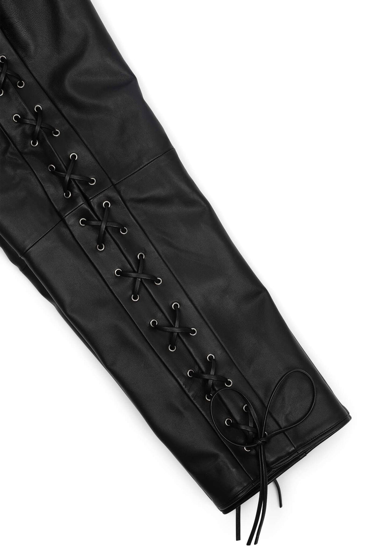 ALL-ACCESS PANTS Jeffrey Campbell Corseted Leather Pants Black