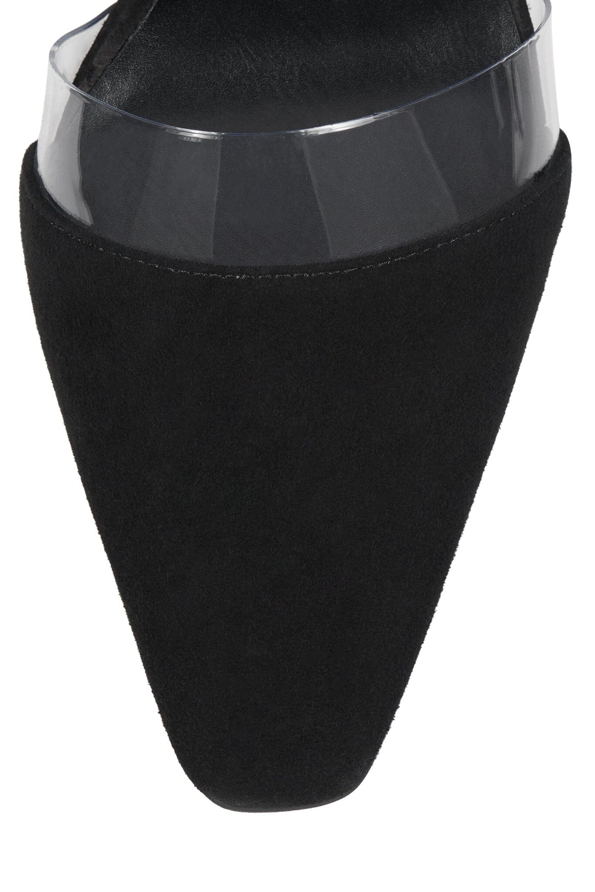ALLOWANCE Jeffrey Campbell Heeled Mule Black Suede Clear