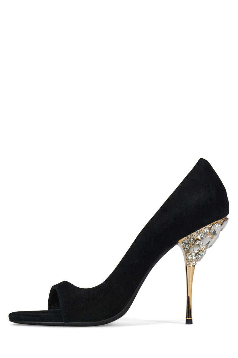 ALLURIA Jeffrey Campbell Heeled Sandal Black Suede Combo