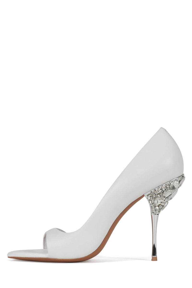 ALLURIA Jeffrey Campbell Heeled Sandal White Silver