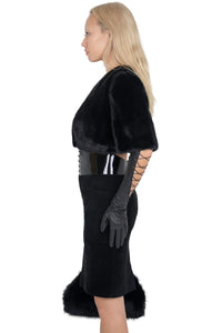 ALYSA-F TOP Cropped Fur-Faux Top Black