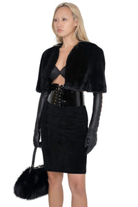 ALYSA-F TOP Cropped Fur-Faux Top Black
_hover