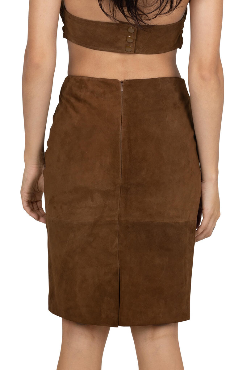 AMALIE Jeffrey Campbell Pencil Skirt Tan Suede