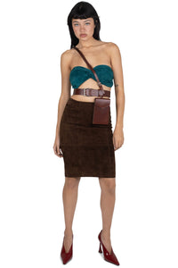 AMALIE Jeffrey Campbell Pencil Skirt Brown Suede
