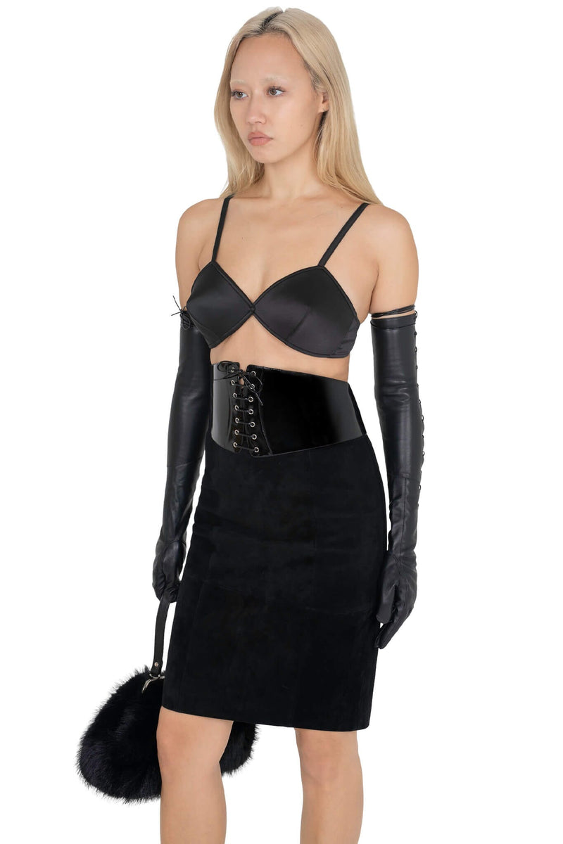 AMALIE SKIRT Skirt YYH black suede_hover