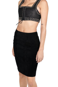 AMALIE Jeffrey Campbell Pencil Skirt Black Suede