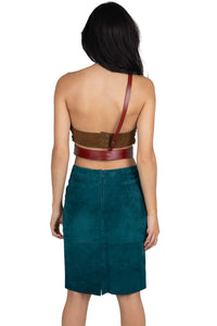 AMALIE Jeffrey Campbell Pencil Skirt Turquoise Suede