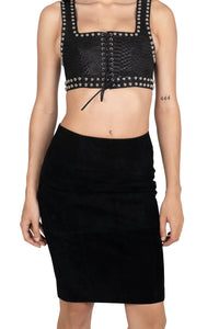 AMALIE Jeffrey Campbell Pencil Skirt Black Suede