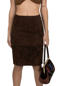 AMALIE Jeffrey Campbell Pencil Skirt Brown Suede