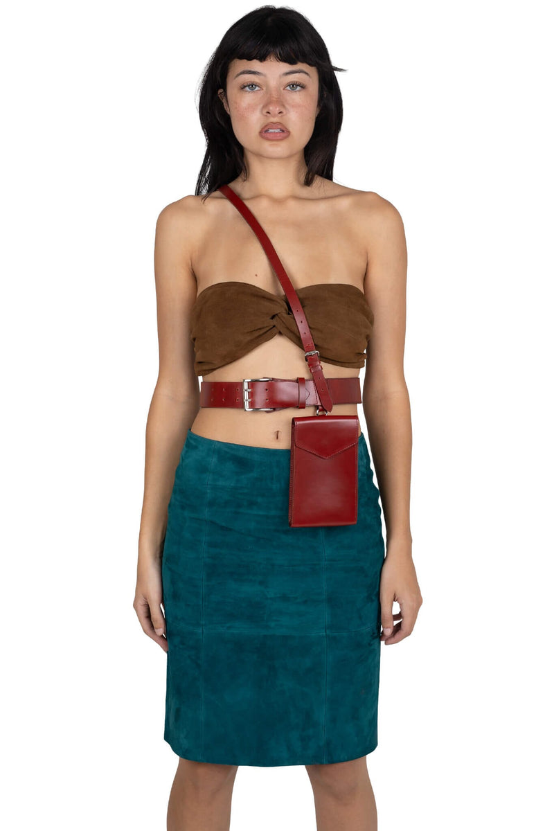 AMALIE Jeffrey Campbell Pencil Skirt Turquoise Suede