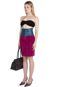 AMALIE Jeffrey Campbell Pencil Skirt Fuchsia Suede