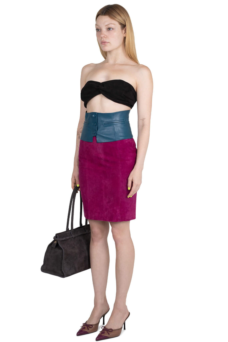 AMALIE Jeffrey Campbell Pencil Skirt Fuchsia Suede