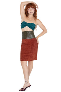 AMALIE Jeffrey Campbell Pencil Skirt Rust Suede