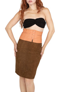 AMALIE Jeffrey Campbell Pencil Skirt Tan Suede