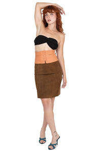 AMALIE Jeffrey Campbell Pencil Skirt Tan Suede
