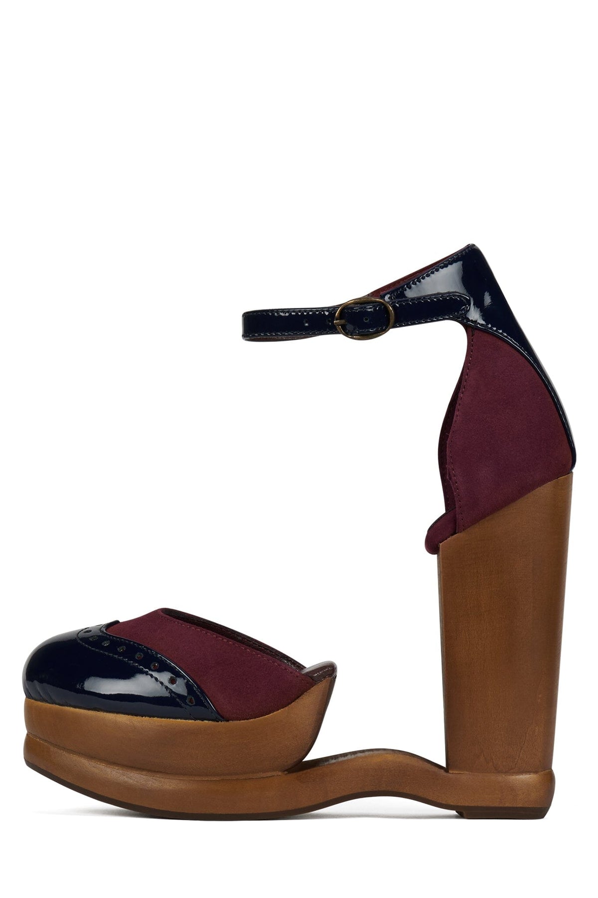 AMERIE Jeffrey Campbell Wedge Pump Wine Suede Combo