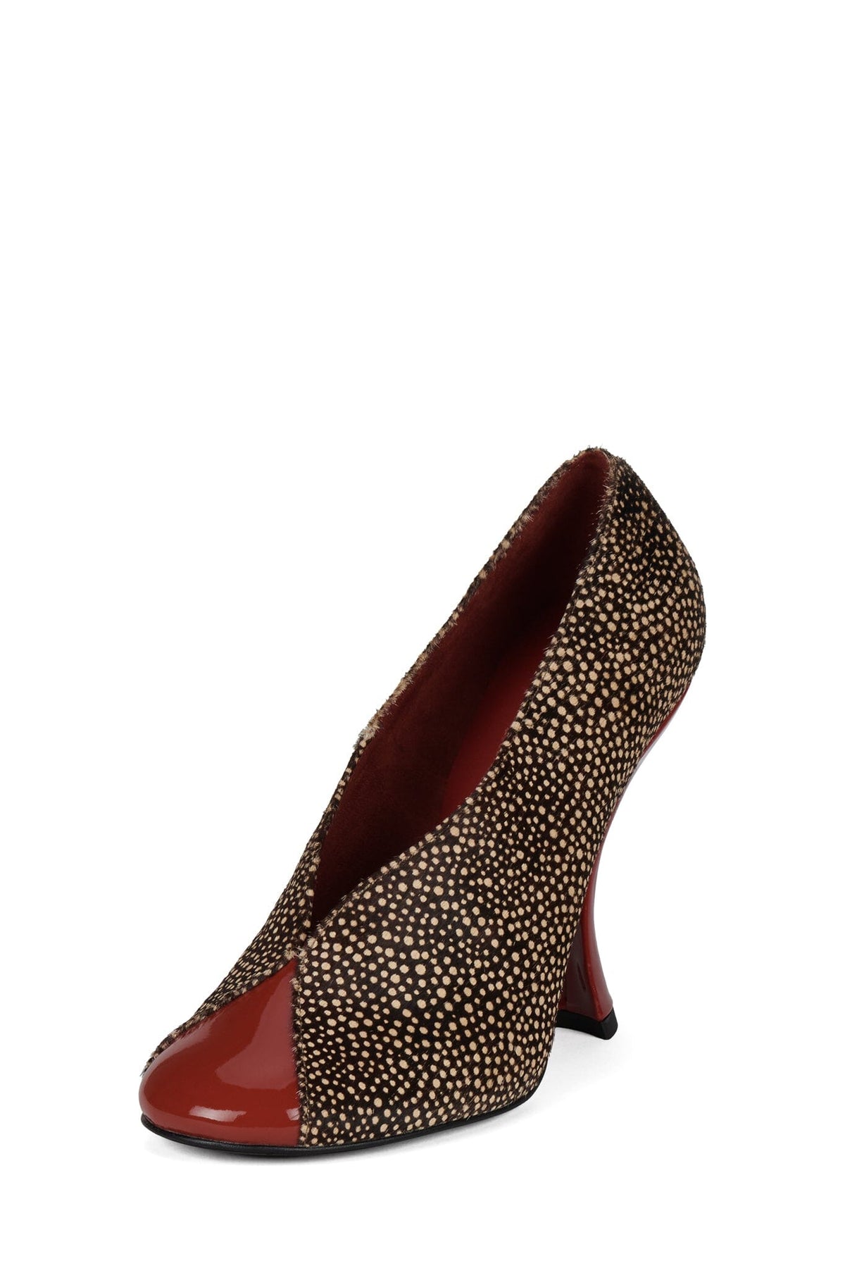 AMUSING-F Jeffrey Campbell Pump Brown Dot Red Combo _hover