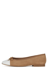 ARABESQUE Jeffrey Campbell Flat Tan Suede White Combo