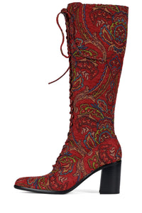 ARCHILLE-K Jeffrey Campbell Heeled Boot Red Tapestry
