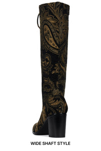 ARCHILLEKW Jeffrey Campbell Knee-High Boot Dark Brown Tapestry