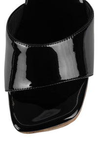 AVIANA-CRK Cork Platform Sandal Black Patent