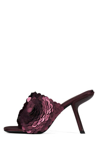 BAILAR-SEQ Jeffrey Campbell Heeled Sandal Wine Satin Combo