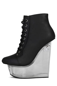 BALFOUR Jeffrey Campbell Platform Wedge Black Washed Clear