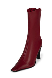 BE-BOLD Jeffrey Campbell Mid-Calf Boot Red Distressed