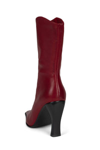 BE-BOLD Jeffrey Campbell Mid-Calf Boot Red Distressed