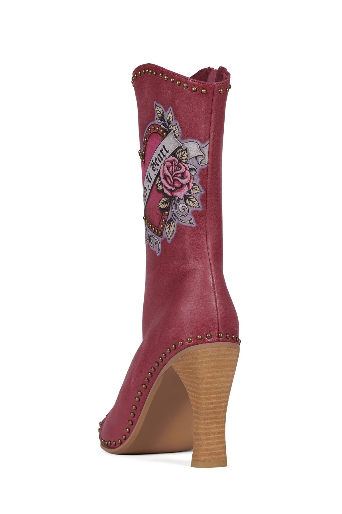 BE-BOLD-ST Mid-Calf Heeled Boot Fuchsia Wild Combo