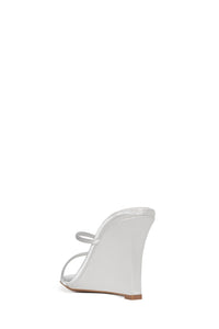 BISCOTTI Jeffrey Campbell Wedge Sandal White Satin