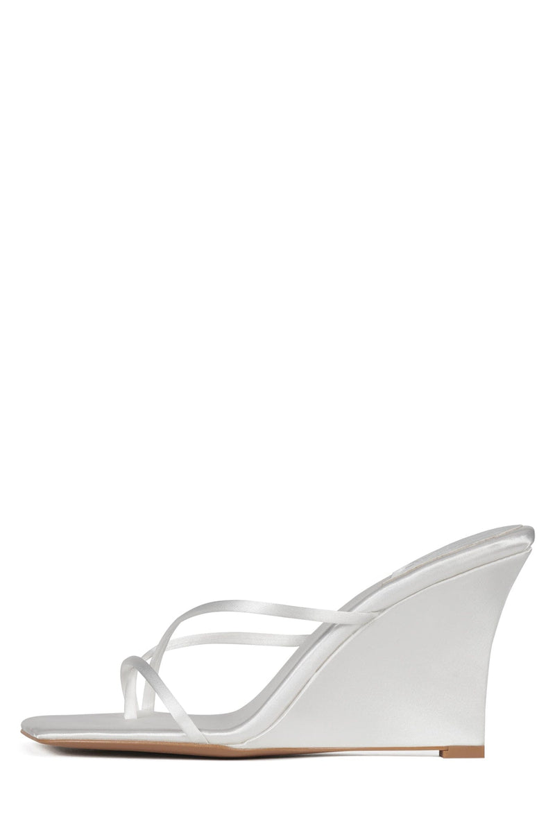 BISCOTTI Jeffrey Campbell Wedge Sandal White Satin