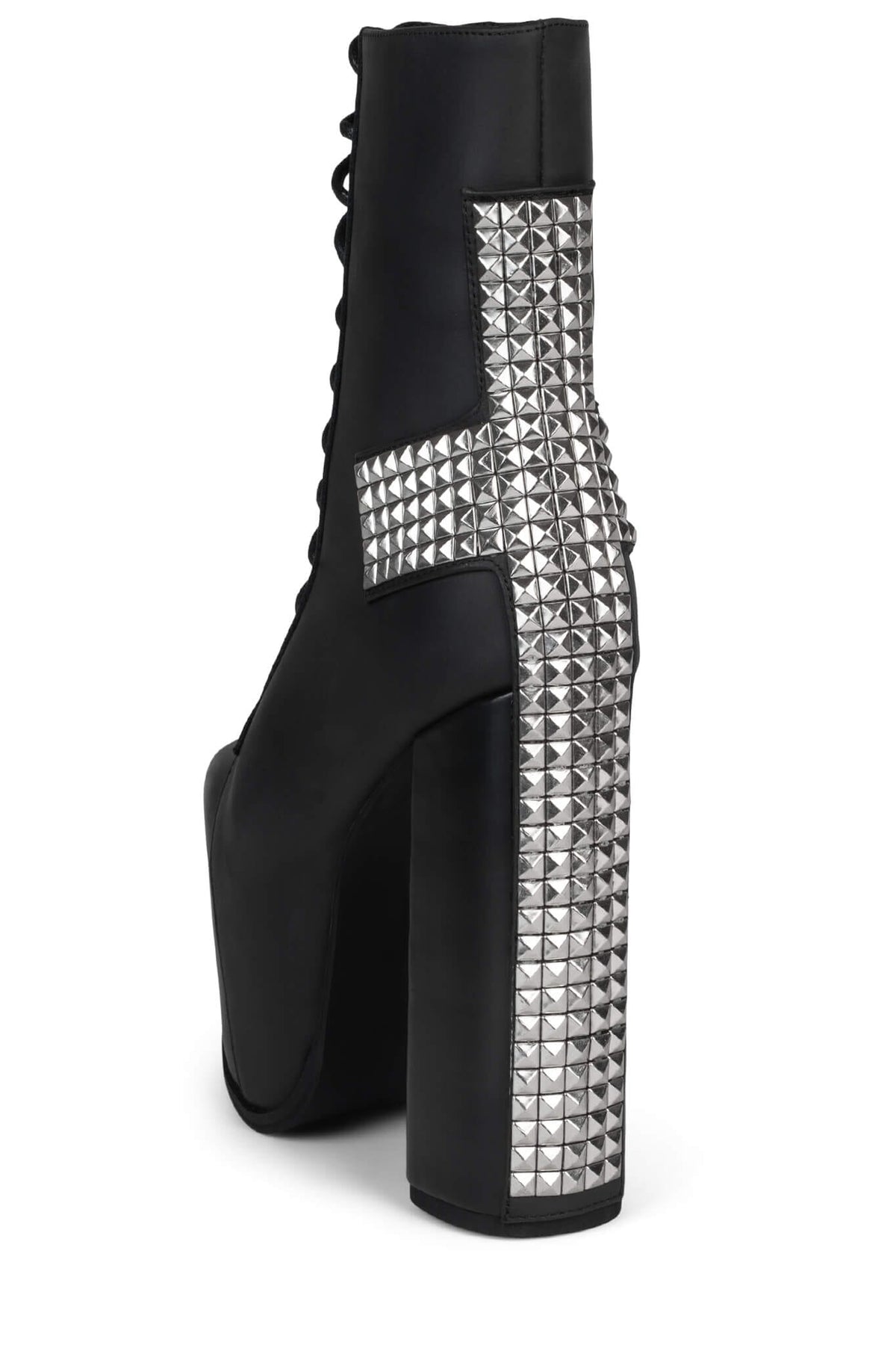 BL-CROSS Jeffrey Campbell Platform Boots Black Washed Silver