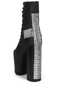 BL-CROSS Jeffrey Campbell Platform Boots Black Washed Silver