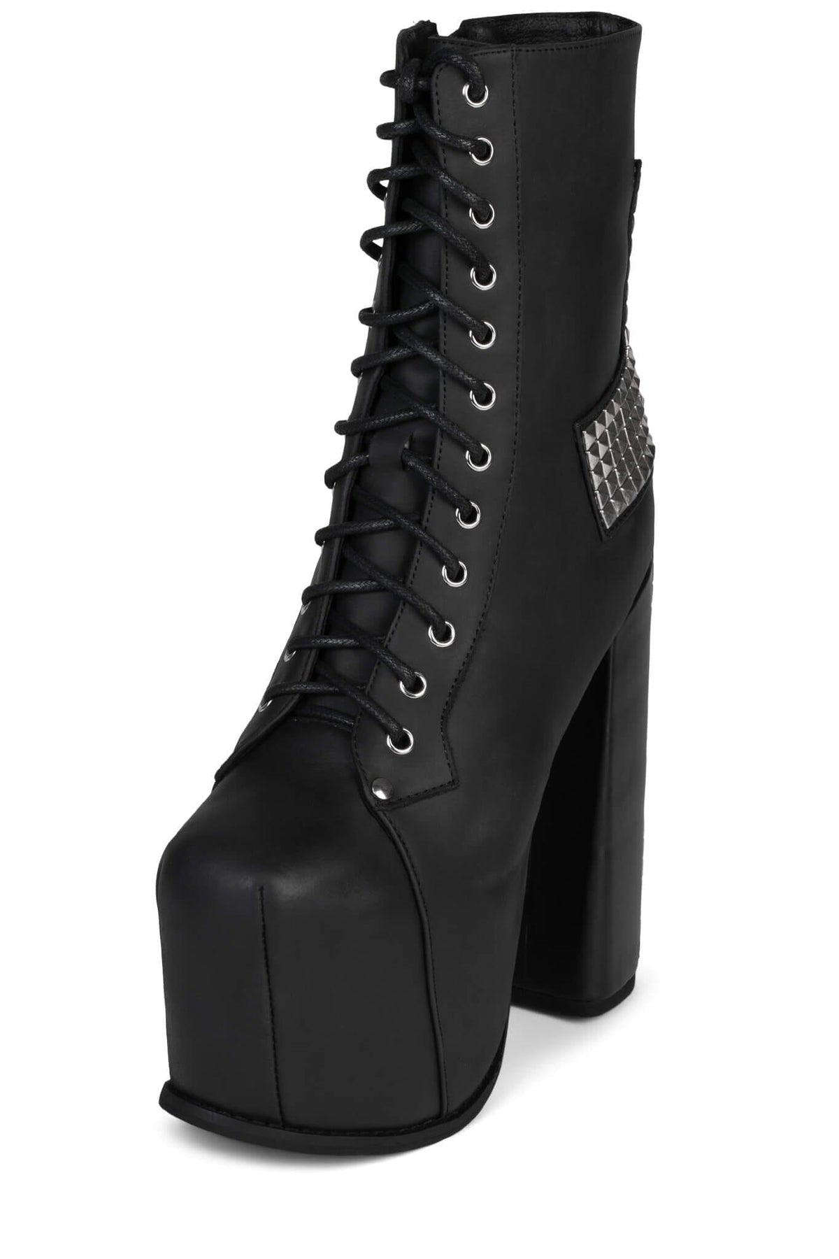 BL-CROSS Jeffrey Campbell Platform Boots Black Washed Silver