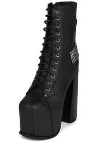 BL-CROSS Jeffrey Campbell Platform Boots Black Washed Silver