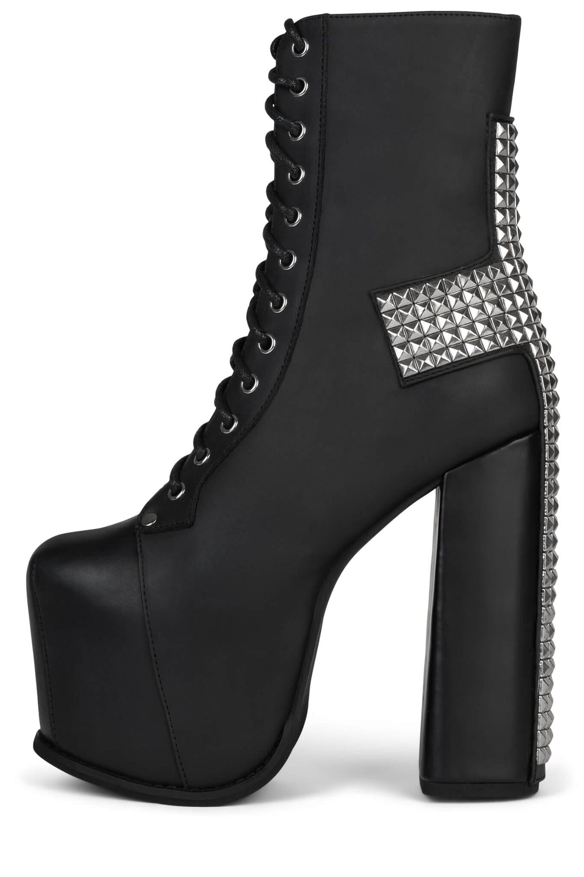 BL-CROSS Jeffrey Campbell Platform Boots Black Washed Silver