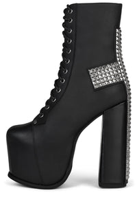 BL-CROSS Jeffrey Campbell Platform Boots Black Washed Silver