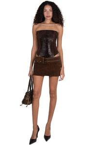 BOLSITA Jeffrey Campbell Mini Skirt Brown Suede