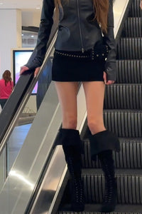 BOLSITA SKIRT Jeffrey Campbell Mini Skirt Black Suede