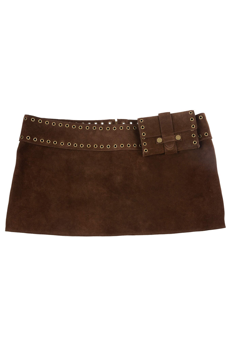 BOLSITA Jeffrey Campbell Mini Skirt Brown Suede 